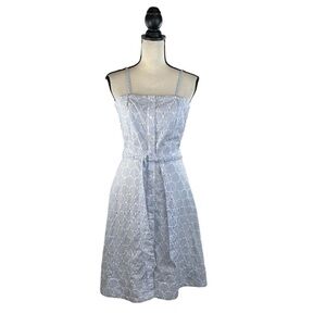 Banana Republic Blue Stripe Eyelet Fit & Flare Dress Convertible Straps/Less 0